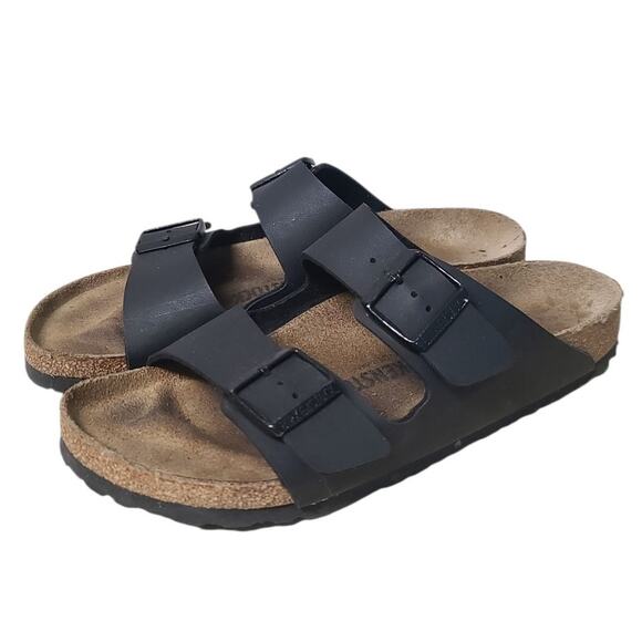 Birkenstock Black Vegan Arizona Sandals Size 41 Narrow (Women's 10 / Men's 8) - Picture 1 of 7